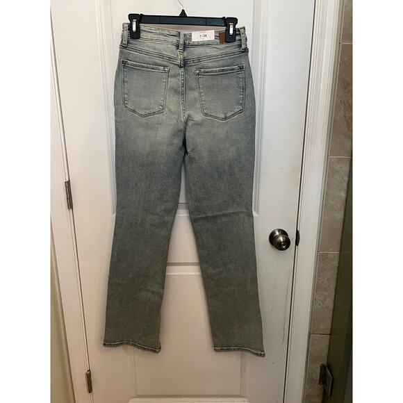 Judy Blue Straight Fit Jeans Women's 7/28 Destroyed High Waisted Side Slit Hem - Picture 4 of 12